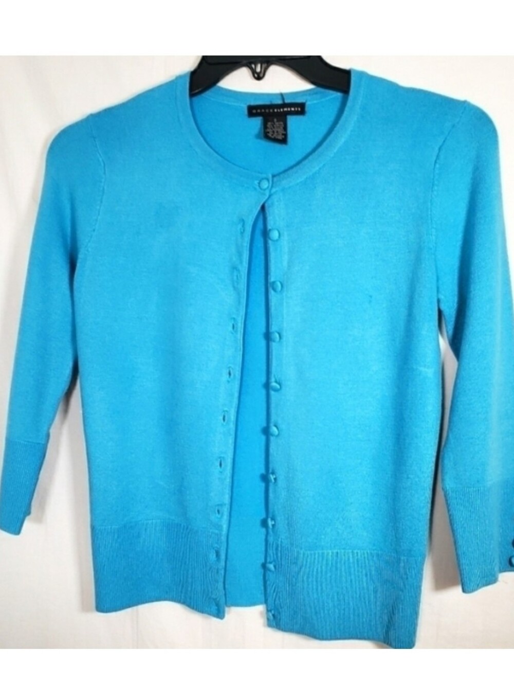 Grace Elements Teal Button Up Sweater Cardigan Long Sleeve Sz S